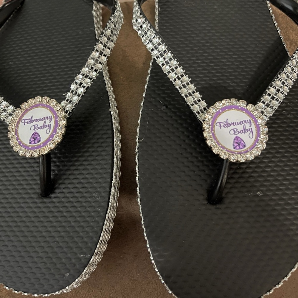 February Birthday Flip Flops